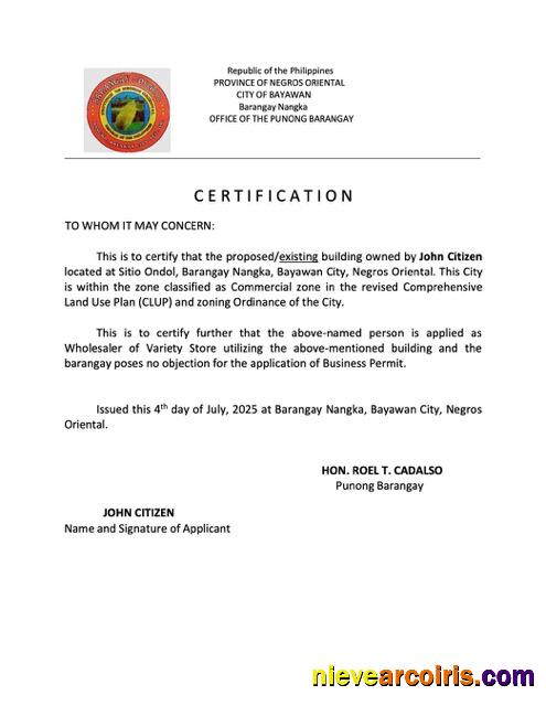 Philippines certification of existence